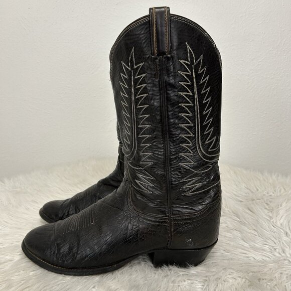 VTG 70s Tony Lama Men’s Brown Embroidered Western Cowboy Boots Sz Code 5110 /11E - Picture 1 of 12